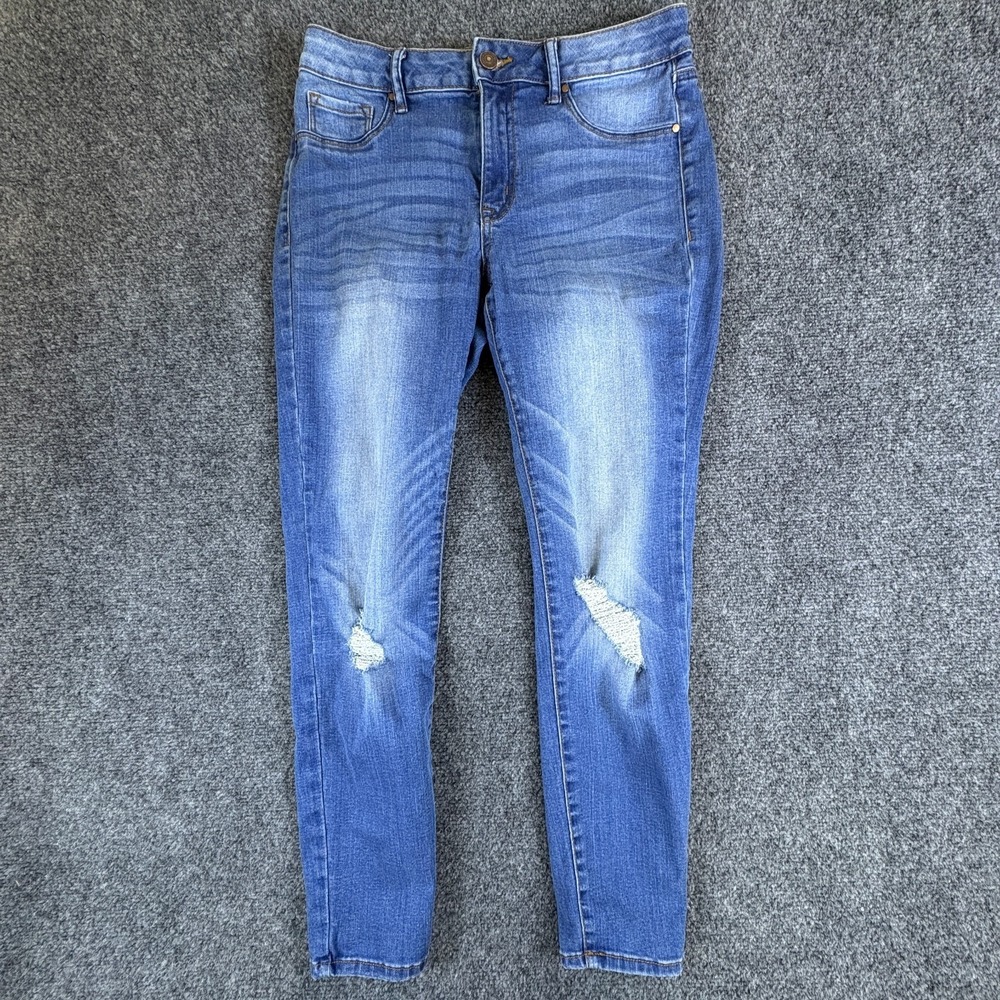 Rewash Brand Skinny Jeans Women 28x26‎ Blue Denim Cotton Distressed Low Rise